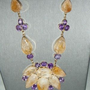 Spectacular Quartz & Amethyst Statement Necklace